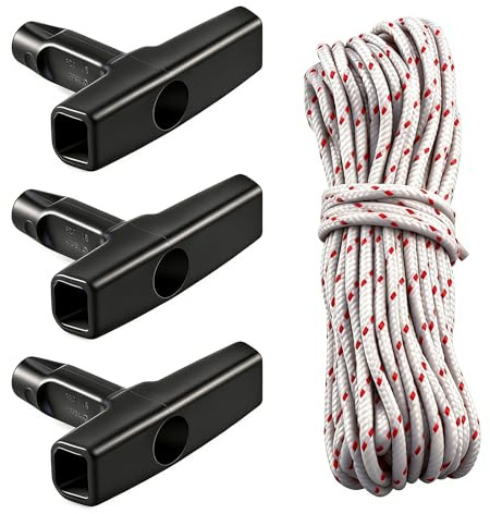 Starterseil, 10 Meter, Zugseil mit 4,0 mm Durchmesser, mit 3 Startergriffen, geeignet für Rasenmäher, Kettensägen, Trimmer, Freischneider, Heckenscheren, Motorenteile.