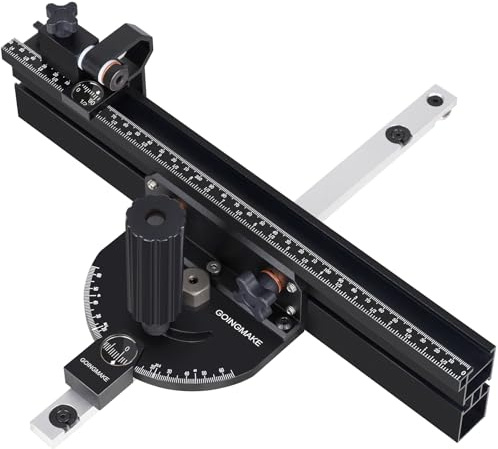 GOINGMAKE Compact Table Saw Miter Gauge for Miter Gauge with 14 Inch Fence | Multifunction Flip Stop, Positive Angle Stops, Table Saw Accessories for Woodworking Cuts, Fits 3/4x3/8 Slot