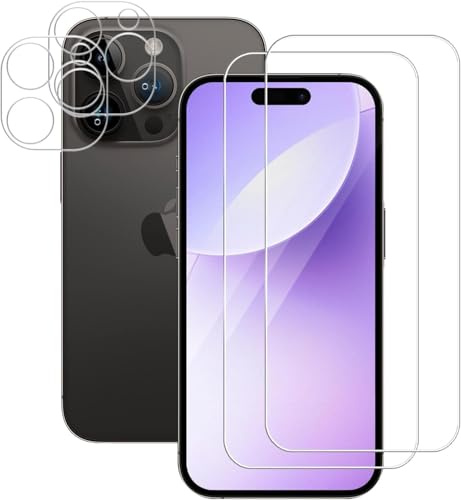 Bodyguard 2+2 Stück Schutzfolie für Panzerglas für iPhone 15 Pro 5G, 2.5D Runde Kante 9H Härte Unzerbrechlich HD-Klar Hohe Auflösung Passt Perfekt iPhone 15 Pro Folie