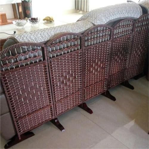 paravent raumteiler Kurze Raumteiler Und Trennwände, 50 60 70 80 90 100 110 120 cm Hoch, 4-, 5- Oder 6-teiliges Set Aus Geflochtenem Rattan Für Zuhause,(5 pcs,H W 90cm x 40cm)