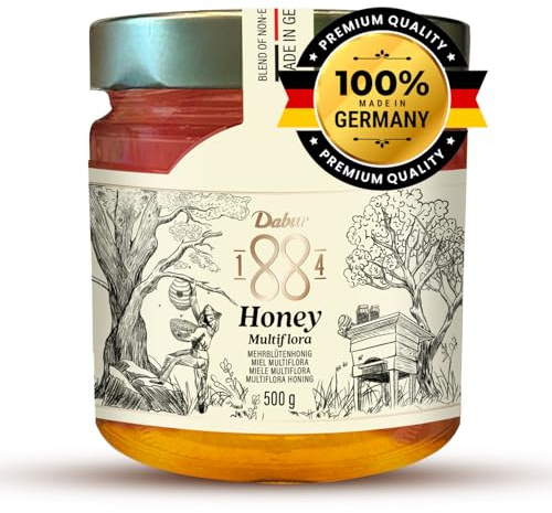Dabur 1884 Multiflora Honey 500g – Pure Natural Honey, Rich Floral Taste, Smooth & Naturally Sweet, Ideal for Tea, Breakfast & Desserts