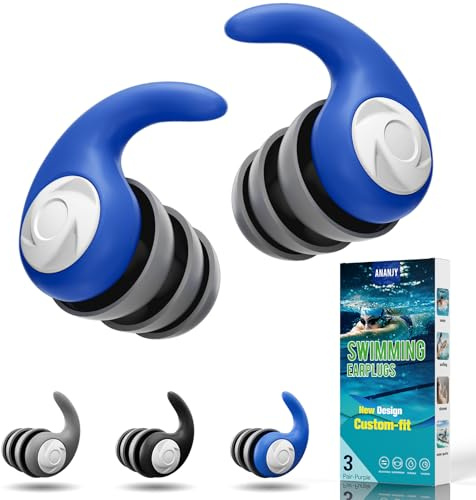 Bouchons d'oreille de Natation pour Adultes - 3 Paires de Bouchons d'oreille en Silicone doux et étanches pour les Nageurs, Parfaits pour le Surf, la Plongée en Apnée, la Piscine et la Douche