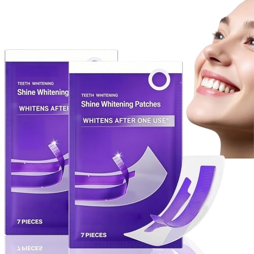 14PCS Teeth Whitening Strips, Purple Whitening Strips with Colour Correction Technology, Easy & Convenient Tooth Whitening Patches, Instant Teeth Whitening & Stain Remover, Gentle Teeth Care Solution