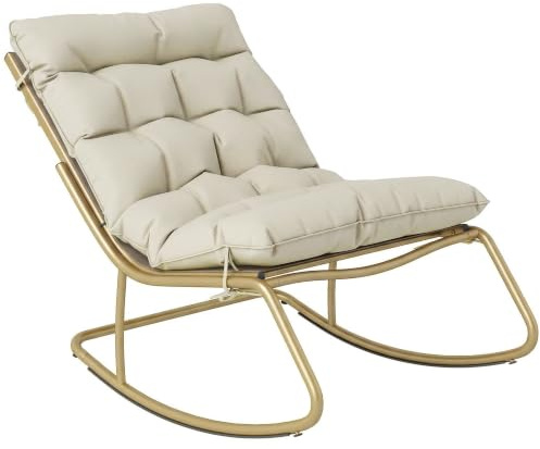 Outsunny Outdoor Schaukelstuhl 125cm Beige und Gold