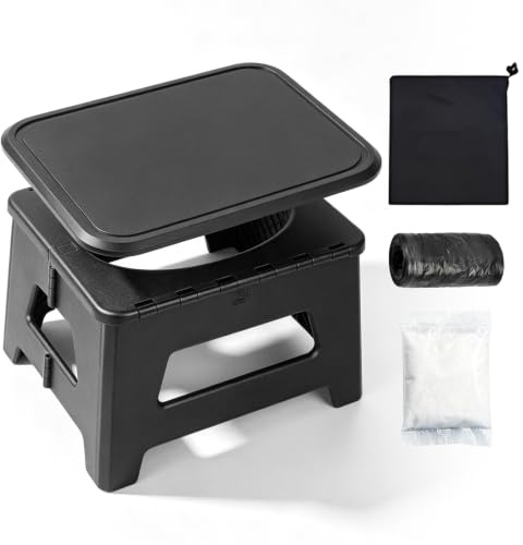 Tragbare Campingtoilette, Camping Toilette Faltbar, Tragbare Toiletten, Mobile Toilette mit Toilettenbeutel und Aufbewahrungsbeutel, für Wandern Reisen Angeln Trekking Boot Zelt, 31,5x24,5x16,5cm