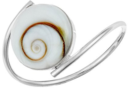 81stgeneration Bypass-Ring aus Sterlingsilber mit Shiva-Auge | Natürlicher Mediterraner Schmuck aus St. Lucia-Stein | Verstellbarer 925er Silberring mit Weißer Spiralmuschel für Damen