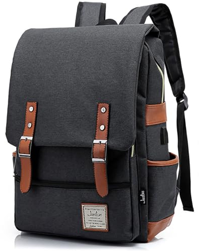 Junlion Unisex Business Laptop Rucksack College Student Schultasche Travel Rucksack Daypack Schwarz