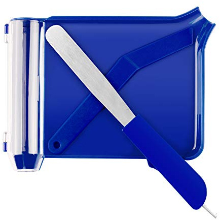 Pill Counting Tray with Improved Multi Function Stainless Steel Spatula, Pill Counter for Nurse Pharmacist Daily Counting Medicine Use (Blue)