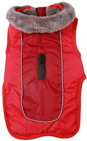 JoyDaog Fleecehalsband Hundemäntel für große Hunde, wasserdichte warme Baumwoll-Hundejacke für kalte Winter, Rot XXXL