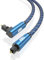 EMK 360 Degree Swivel Optical Audio Cable - Right Angle Toslink Cable for Soundbar, TV, PS4-0.5M Digital Fiber Optic Cord with Adjustable Rotating Plug (Blue)