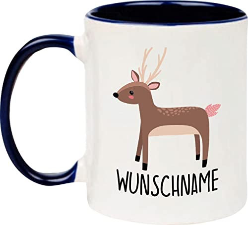 Tazza da caffè per bambini, in ceramica, con motivo animale, personalizzabile