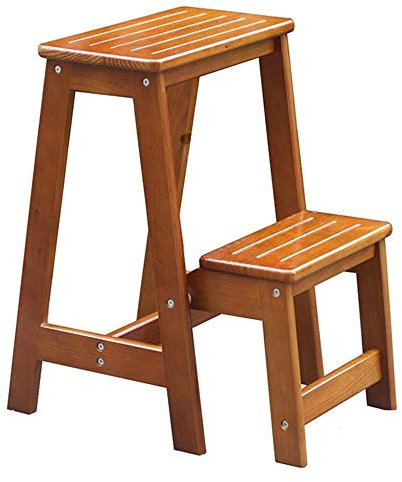 Trittleiter , Klappbarer Trittleiter 2 Stufen Holzleiter / 19x11 4x21 7 Zoll,WoodColor