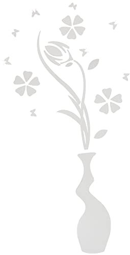 BESPORTBLE 1Pc 3D Acryl Wandaufkleber Modische Und Langlebige Vase Stil Spiegel Silberne Wandbilder Aufkleber für Badezimmer Wohnzimmer Wandaufkleber Dekoration