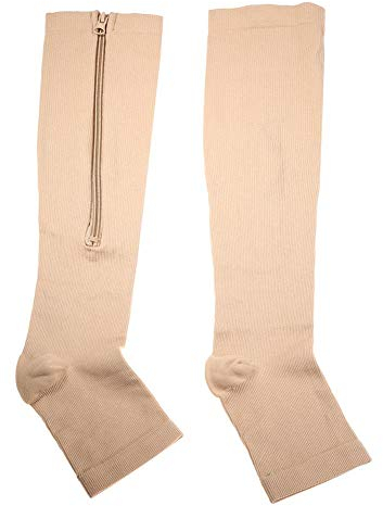 Calze a Compressione con Cerniera, Calzini medici a compressione con cerniera, Calzini a compressione Calzini sportivi per polpaccio supporto per ginocchio calzini per sollievo varicose(Nudo XXL)