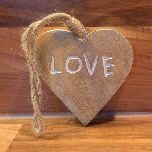 Herz aus Mangoholz mit Schriftzug 10cm groß & ca. 1cm dick Love/Home Holzherz die perfekte Dekoration für ihren Weihnachtsbaum #21