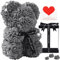 Geschenke für Frauen – Rosenbär – Rose Flower Bear – handgefertigt Rose Teddy – Geschenk für Valentinstag, Muttertag, Hochzeit und Jahrestag & Brautpartys – mit transparenter Geschenkbox 25,4 cm