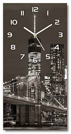 Tulup Glasuhr 30x60 cm - weißen Zeigern - Wanduhr Wandkunst Bild Gehärtetem Glas Uhr Echtglas Küche Wohnzimmer - Manhattan New York