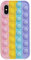 Herbests Kompatibel mit iPhone XR Fidget Toys Phone Case Pop Fidget Reliver Stressspielzeug Silikon Schutzhülle Stoßfest Handyhülle Push Pop Bubble Fidget Sensory Toy,Regenbogen