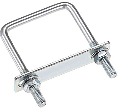 sourcing map 2 Stück Vierkant U-Bolzen Bügelschrauben Bügelbolzen 2-3/8(60mm) Innenbreite 100mm Länge Kohlenstoffstahl M8 mit Muttern, Rahmenplatte, runde Unterlegscheiben