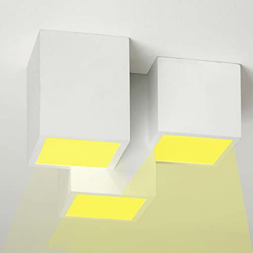 Partenopeautensili® Plafoniera moderna lampada soffitto 3 cubi gesso verniciabile luce LED 24W per faretti GU10 tensione ingresso 230V by universo (Con faretti luce calda 3000k)