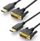 DteeDck DisplayPort to DVI Cable 6ft 2 Pack, DP Display Port to DVI D Cable Adapter Male to Male Cord for Monitor Desktop Laptop Projector HDTV Compatible with Lenovo HP ASUS Dell