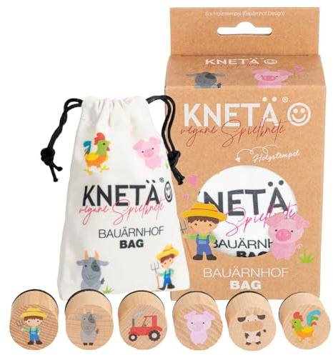 KNETÄ Holzstempel Set *BAUÄRNHOF* Geschenkidee für Kinder I Knetwerkzeug I Knete Zubehör