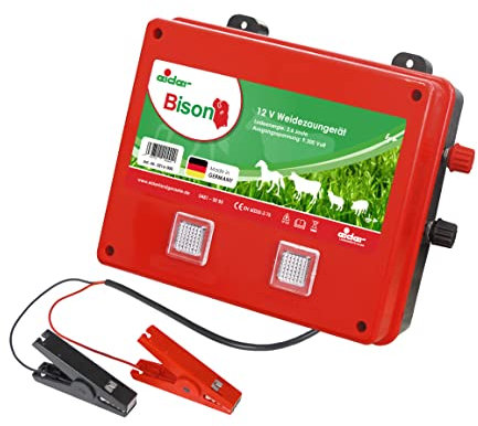 Eider Weidezaungerät Bison - schlagstarkes 12 Volt Batteriegerät - vielseitig für viele Tierarten einsetzbar, auch zur Wildabwehr - Made in Germany