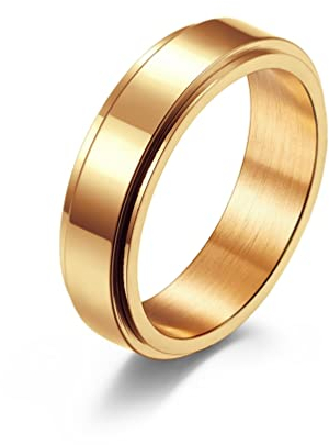 Whoiy Ehering Edelstahl Set, Freundschaftsringe Paar Roségold Schlicht für Paar Drehbarer Spinner Ring für Männer 57 (18.1) Kostenlos Gravieren
