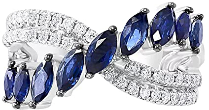 Damen Ringe Silber 925 Mit Steinen Geschenk Jahrestag Ring Ring Party Braut Kreuz Tag Geburtstag Tropfen Weiblich Frauen Kristall Wasser Verlobung Mode Blau Hochzeit Valentinstag Ringe (Blue, 10)