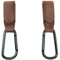 my junior® My Hooks Kinderwagen Haken | veganes Leder | belastbar bis 10kg | 2er Pack | universelle Passform mit Klettverschluss - Brown
