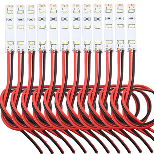 VISSQH 12pcs House Lighting 5cm 3-LED White with Cable 15cm 12-18 V Modellbau Beleuchtung,Modelleisenbahn Beleuchtung,Model Making LED Lighting（self-Adhesive）