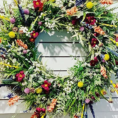 Liummrcy Frühlings-Türkranz, künstliche Wildblumen-Girlande, dekorative Mehrzweck-Girlande, Bunte Frühlings-Sommer-Girlande,35 cm Frühlings -Türkranz, Bunte Türkränze für den Frühlingssommer