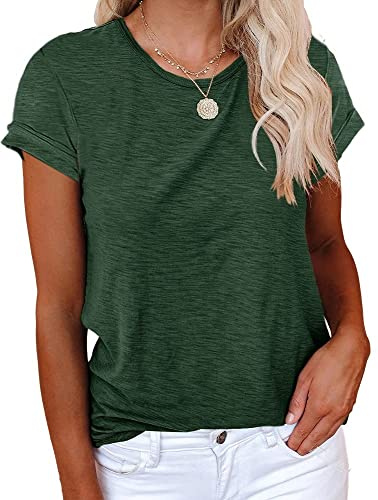 Cicy Bell Women's T-Shirts Crewneck Summer Tees Shirt | Casual, Solid, Loose, Short Sleeve, Basic Cotton Tops