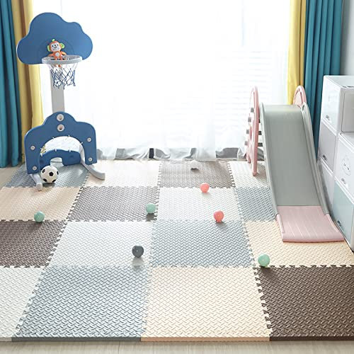 JYHCD Puzzlematte 60X60x2.5Cm Ineinandergreifende Bodenschutzmatte Weich rutschfest Puzzle Spielmatte,Krabbelmatte Wasserfest Schutzmatte Puzzlematte Für Home Gym, Kindergarten, Yoga Raum,Q,12Pcs
