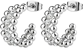 Brosway Ohrringe Perfect für Damen aus Edelstahl und Kristallglas in der Farbe Silber, Länge: 6,3 mm, BPC24