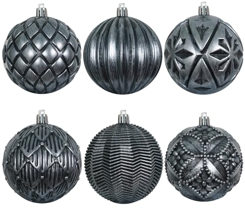 XmasExp Rustikale Weihnachtskugel-Ornament-Sets im Vintage-Stil, 8 cm, Kunststoff, Bauernhaus, abgenutzter Baumschmuck, bruchsicher, antiker traditioneller Stil, Weihnachtsdekoration zum Aufhängen