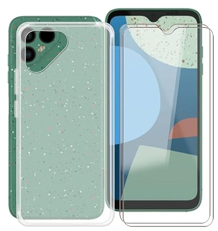 TREBAM Hülle für Fairphone 4 (6.3 ) + 2 Stück Gehärtetem Glas Schutzfolie, Stoßfest Anti-Kratzer Schutzhülle Tasche Dünne Weiches Silikon Handyhülle für Fairphone 4 - Semi-transparent