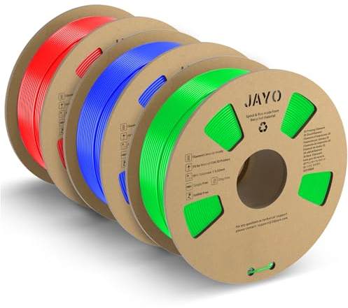 JAYO PLA+ Filament 1.75mm, 3D Drucker Filament PLA Plus 3.3kg, Maßgenauigkeit +/- 0.02, 3 Spulen PLA+ Blau+Grün+Rot