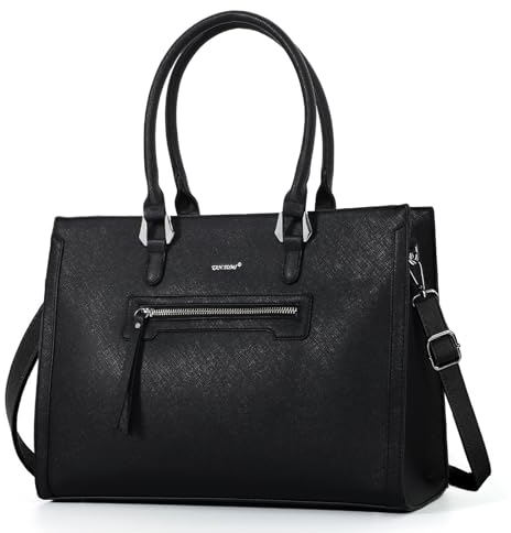 TAN.TOMI Handtasche Damen, Damen Taschen, Shopper Damen Groß PU Leder Umhängetasche mit Abnehmbar Schulterriemen Shopper Tasche Mode Schule Arbeit Freizeit Henkeltasche Schwarz