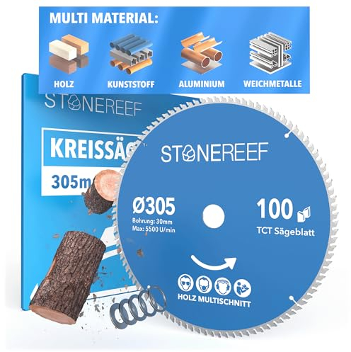 Sägeblatt 305x30 - Kreissägeblatt [inkl. Adapter auf Bohrung 20 &16mm], kompatibel mit Winkelschleifer von Bosch, Makita usw. - Sägeblatt Kreissäge Nagelfest - für Holz