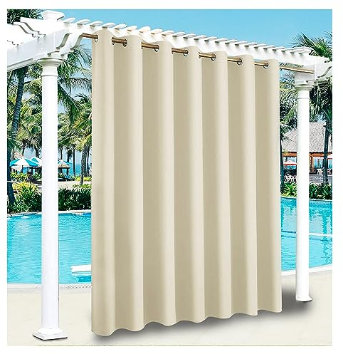 Mewkew Outdoor Vorhang Wetterfest Outdoor Vorhänge Gardinen Blickdichter Vorhang terasse Sonnenschutz Vorhang Gardinen Vorhänge für den außenbereich Metallösen Braun 1 Stück,102 * 120cm（B*H）