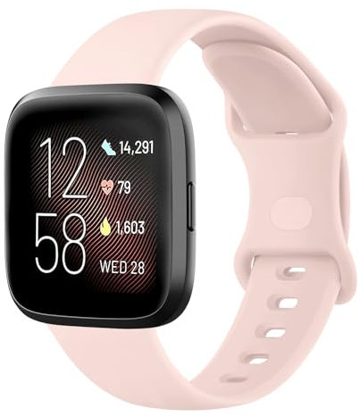 Mugust Correa para Fitbit Versa 2 Mujer Hombre,Correas Silicona Sport Suave Pulseras de Repuesto para Fitbit Versa/Versa 2/Versa Lite/Versa SE(Rosa)