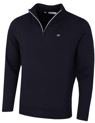 Calvin Klein Mens Campus 1/2 Zip Sweater - Navy/Silver - S