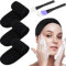 3 Stück Makeup Haarband, Verstellbares Stretch-Handtuch mit Magic Tape mit 2 Stücke Silikonpinsel, Spa Gesicht Stirnband für Schminken und Gesicht Waschen Frottee Haarband(Schwarz）