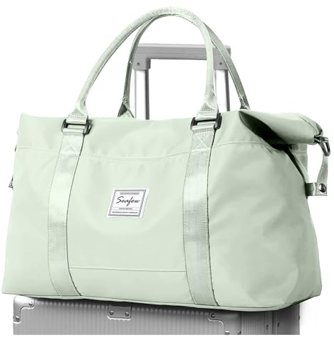 Reisetasche Damen Sporttasche 40x20x25 Ryanair Handgepäck Tasche Weekender Bag Schwimmtasche Wasserdicht Travel Duffle Bag Fitnesstasche Trainingstasche für Reise Gym A05-Boho grün