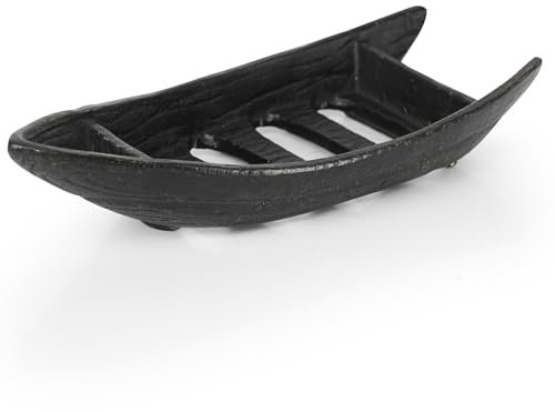 DreamsEden Cast Iron Decorative Boat Shaped Soap Dish Holder, Antique Black