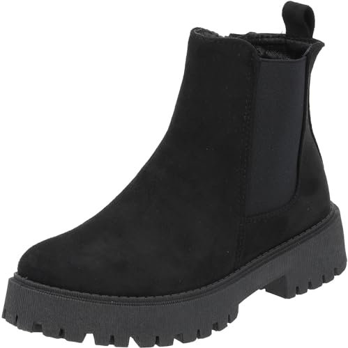 Palado Boots Damen Halesa – elegante Stiefeletten aus Veloursleder – ungefütterte Stiefel ideal für Frühling, Sommer & Herbst Schwarz UK4,5 - EU37