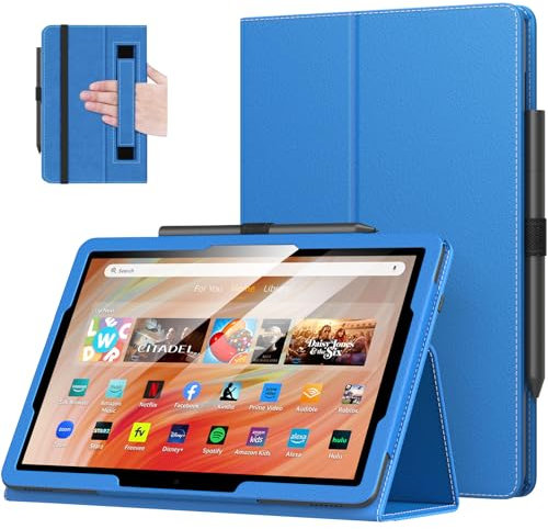 MoKo Case Fits All-New Amazon Fire HD 10 & 10 Plus Tablet (13th/11th Generation, 2023/2021 Release) 10.1 - Slim Folding Stand Cover with Auto Wake/Sleep, Blue