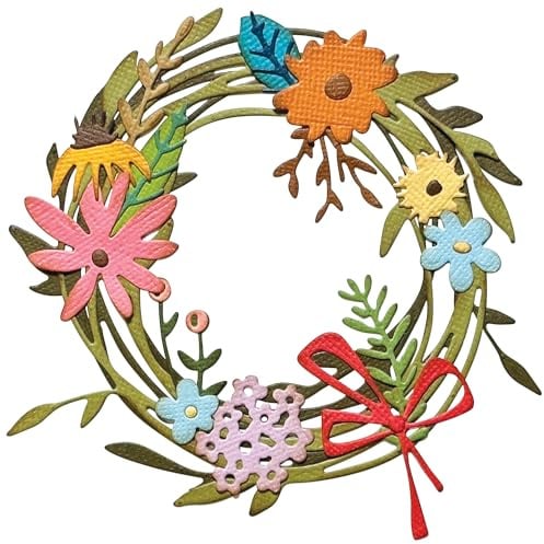 Sizzix Thinlits Stanzschablonen-Set, Vault Funky Floral Wreath von Tim Holtz, 45 Stanzformen