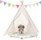 Camiraft Weiß Kinder Tipi Zelt,klassisches indisches Spielzelt für Kinder,Kinderzelte aus Baumwolle für Mädchen und Jungen mit Tragetasche,faltbares Spielhaus für drinnen oder draußen,Polyester